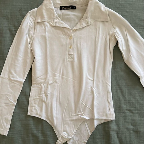 Beige denim spring set pants and bodysuit used, size small