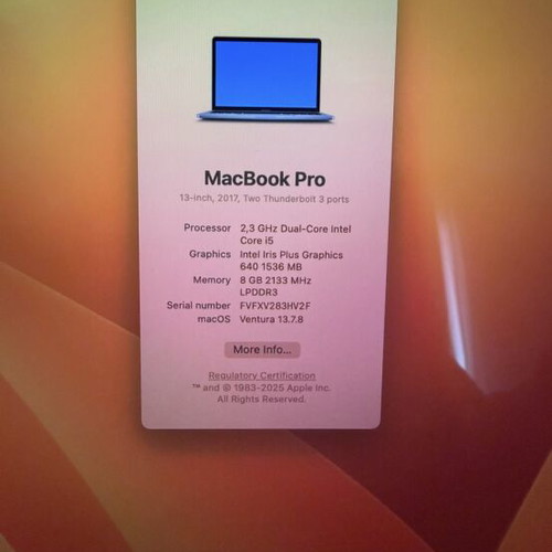 Apple MacBook Pro 13” 2017 like new, 8GB RAM, 128GB SSD