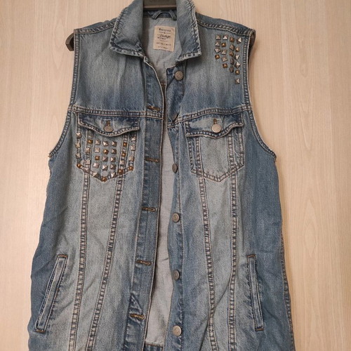 Denim sleeveless jacket with studs new, beige outerwear