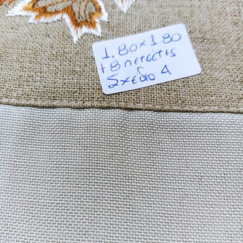 Tablecloth 1.80x1.80 new with 8 napkins, design 4 ecru