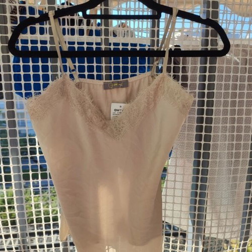 OWTWO Silk-Look Camisole Top brand new with tags, lace detail, beige