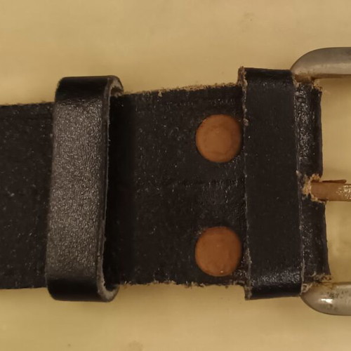 Leather belt with studs used, black, size 90, 1985