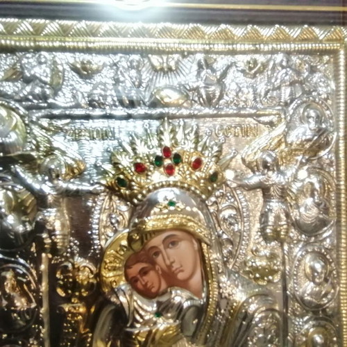 Panagia Axion Esti religious icon with 925 silver, new