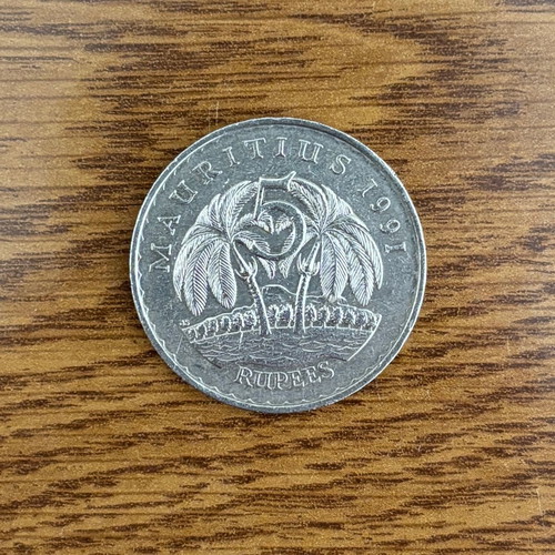 Coin 5 rupees Mauritius 1991 used