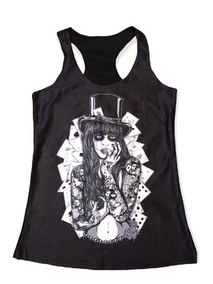 Tank top με print μεταχειρισμένο, μαύρο, μέγεθος S