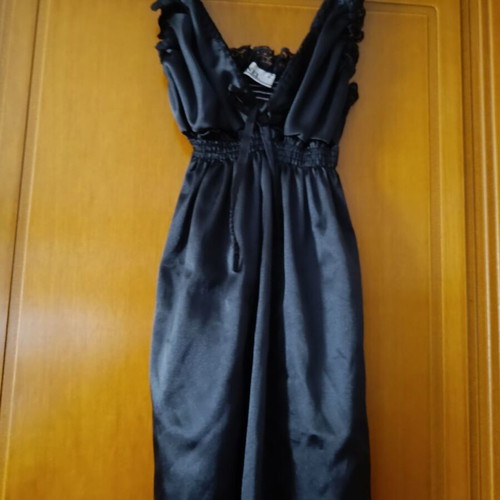 Black satin lingerie blouse Anel like new with lace detail