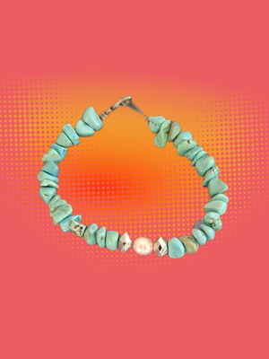 Handmade bracelet with turquoise and pearl new