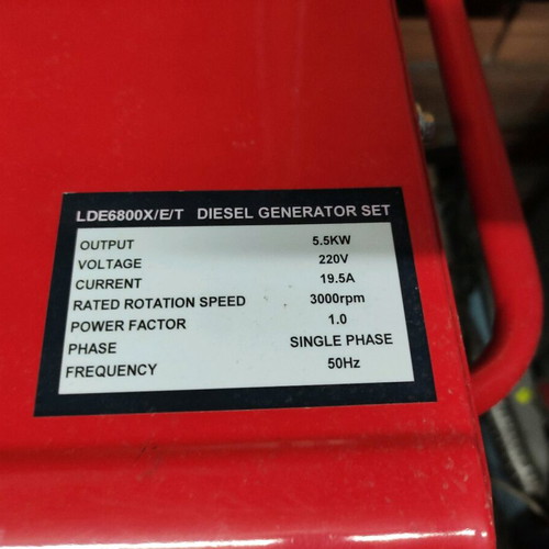 Miyake LDE6800T silent diesel generator with starter, wheels and max power 6.8kVA like new