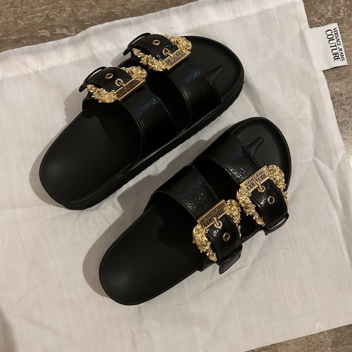 Versace sandal slippers, black and gold