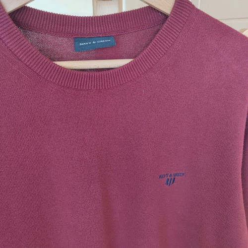 Navy & Green cotton sweater like new, burgundy, size L