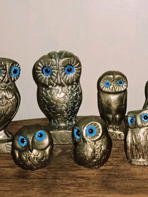 Μπρούτζινα κουκουβαγιάκια μεταχειρισμένα, πακέτο 7 τεμαχίων