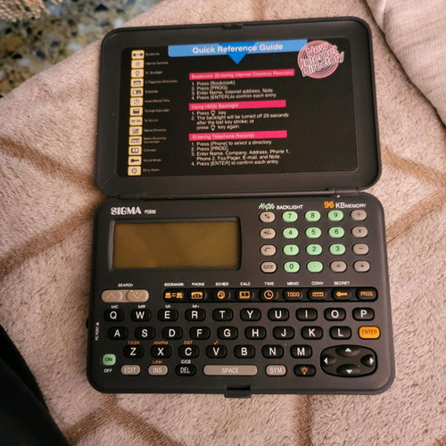 Sigma electronic organizer PDB 96 used with calendar and database