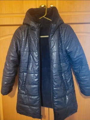 Dpam reversible jacket with waterproof and faux fur sides, blue