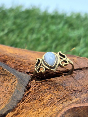 Moonstone Brass Adjustable Ring for Women