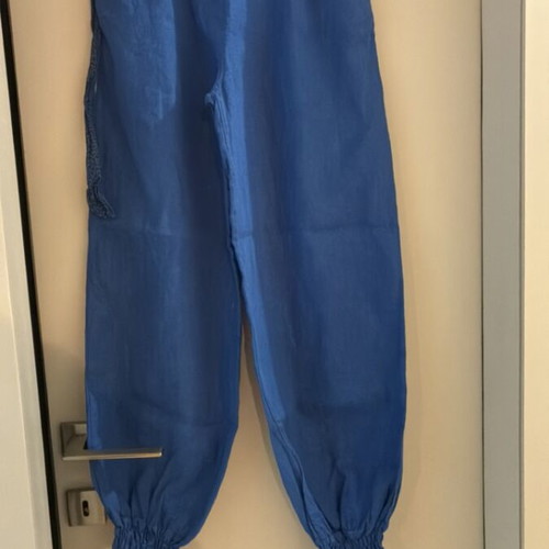 Blue pants with elastic waist