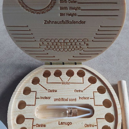 Baby Tooth Storage Box new, wooden, 12 cm diameter