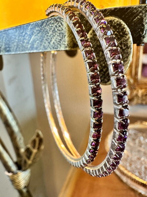 Zircon earrings with purple amethyst stones like new