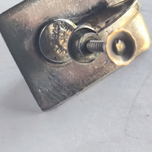 Vintage Mexico Sterling Silver Carved Black Onyx Aztec Face Screwback Earrings used