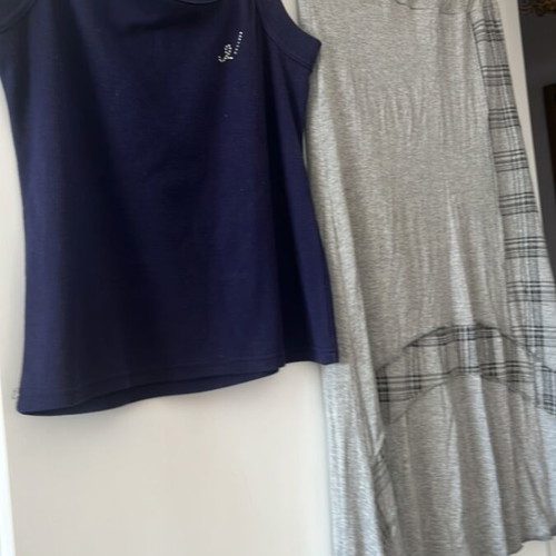 Skirt and blouse set used, size L-XL, grey and blue