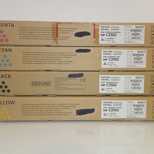 Ricoh MPC 3502 genuine new toner pack Black, Magenta, Yellow, Cyan