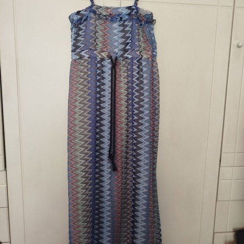Blue women's dress zig-zag pattern size S/M like new