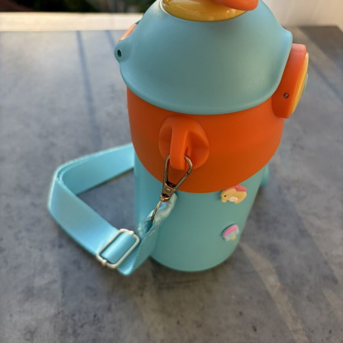 Kids Water Bottle with Straw and Shoulder Strap new