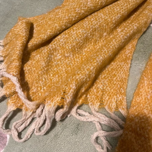 Zara mustard scarf like new with chunky knit fringes