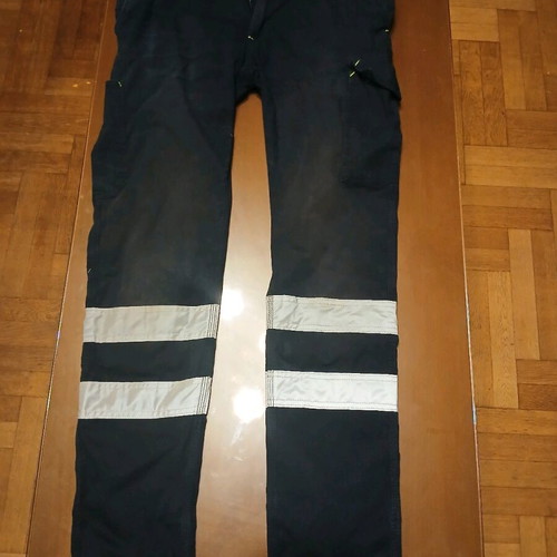 Cotton Work Pants Blue With Reflective Stripes Used