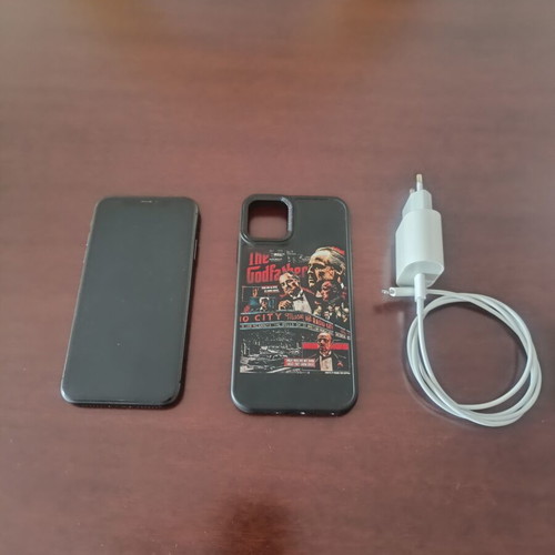 iPhone 11 with case and charger
