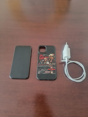 iPhone 11 with case and charger