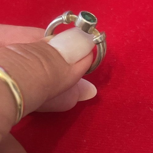 925 silver ring with green stone, size 55