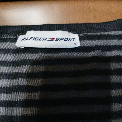 Tommy Hilfiger blouse used, size M, striped gray white black