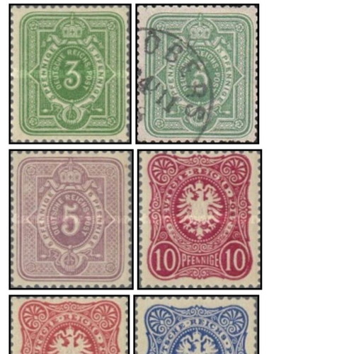 German Empire 1875 stamps set of 4 with clear postmarks