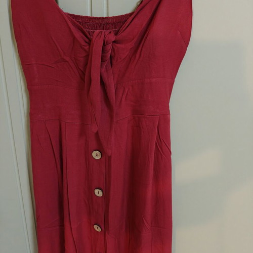 Long Strap Dress with Buttons and Tie like new