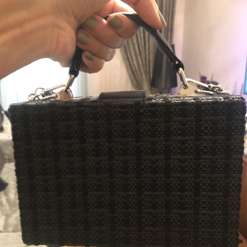 Zara rattan black crossbody bag used with chain