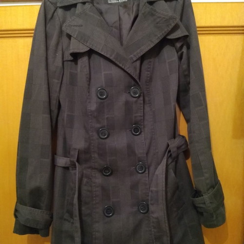 Checked half coat used, black