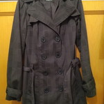Checked half coat used, black