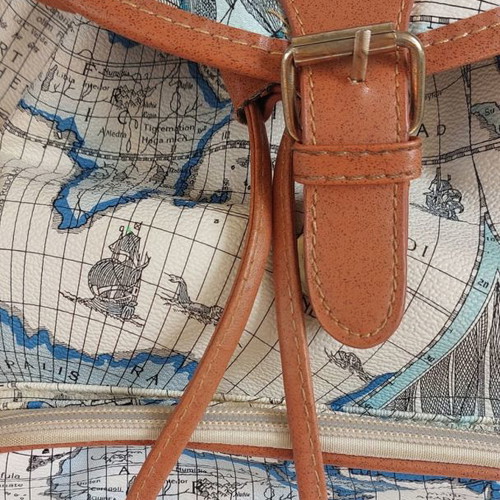 Backpack used with map design white, light blue, blue