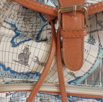 Backpack used with map design white, light blue, blue
