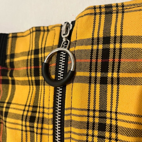 Fishbone mini skirt checked black yellow new