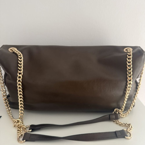 Twinset Milano shoulder bag with gold chain, taupe