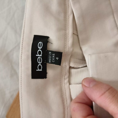 Bebe women's pants, beige, satin-like fabric, medium size