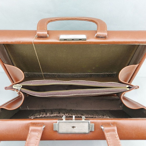 Old Soviet women's bag used, brown vinyl fashion bag