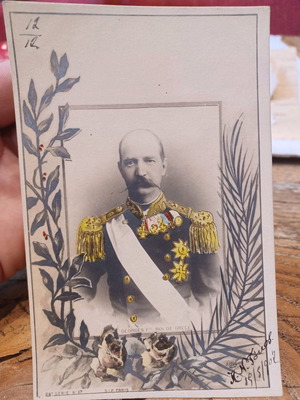 Photograph card of George I used, 1902, sent from Egypt to Patras