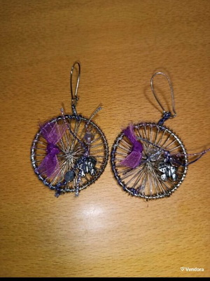Handmade earrings like new, purple and silver