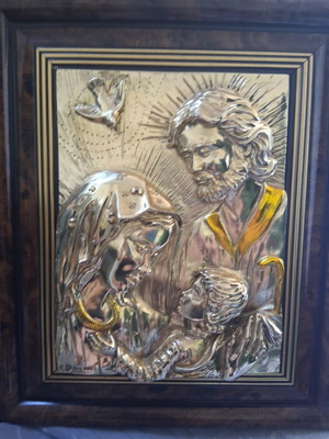 Silver Holy Family embossed 3D image 925, Creazioni Artistiche