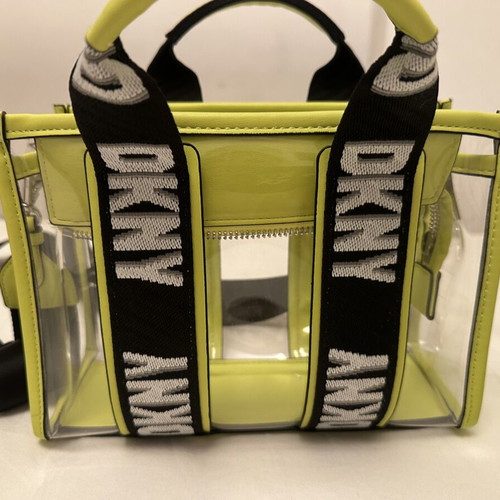 DKNY crossbody handbag, yellow-green, transparent with inner pouch
