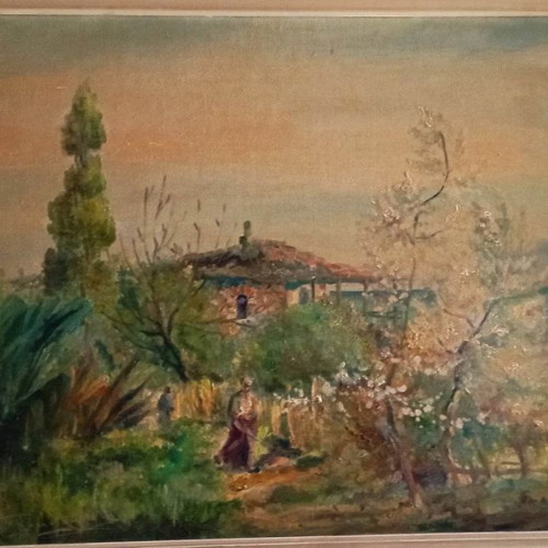 Oil painting Charalampos Palaiologos with beautiful frame, signed