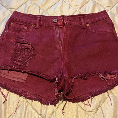 No Thinkin denim shorts like new, burgundy, size 29