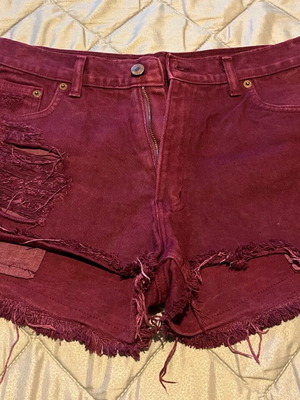 No Thinkin denim shorts like new, burgundy, size 29